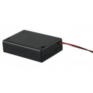 Battery Holder AA x3 Switch Closed Black with Wires