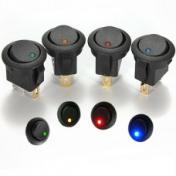 Switch Rocker LED 12V 20A Round ON OFF SPST GREEN