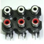 2 X 3 PCB Mount Horizontal RCA Sockets