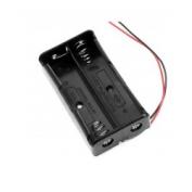 2x18650 Lithium Battery Holder Case Black with Wire Leads